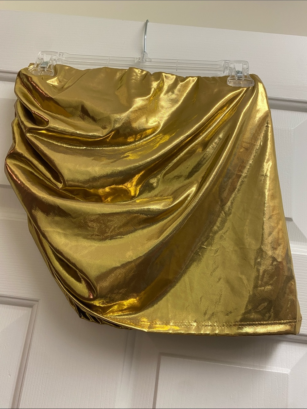 Gold Metallic Draped Mini Skirt / Bikini bottom with attached bikini bottoms - M